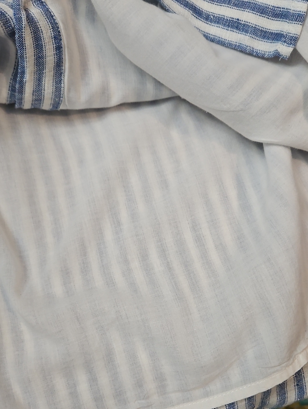 Faherty Whitley Linen Button Front Skirt Blue Low Tide Stripe Women's Large - Picture 11 of 14